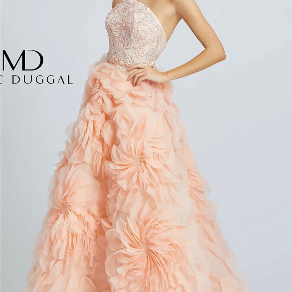 Sz 6 Mac Duggal Peach Petal Gown style11119M